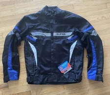 Alpha Cycle Gear Jacket Mens Size Medium Black Padded Motorcycle New