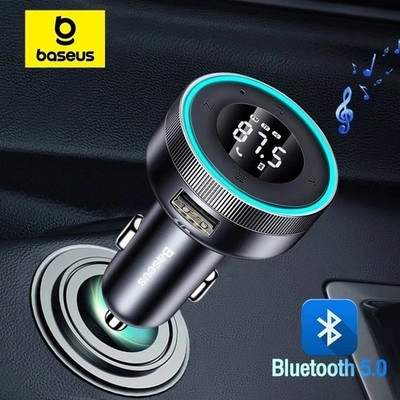 Baseus FM Transmitter Bluetooth 5.0 TF AUX Auto MP3 Player USB Ladegerät KFZ DE