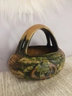 Roseville Pottery ~ Imperial I Green/Brown Basket ~ W/  3 way split Handle 1921