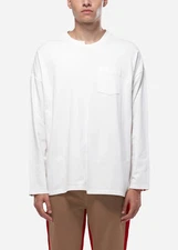 Konus Men's Unbalanced Hem Long Sleeve Tee in White