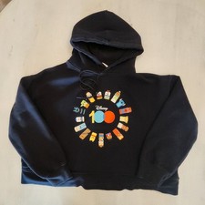 Disney 100 Unified Characters Pullover Hoodie Cropped SZ Large Pixar Marvel