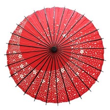 Smiti Japanese Paper Umbrella Parasol Oil Paper 84cm Black Ribs Cherry Blossom