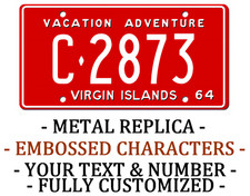 Virgin Islands 1964 METAL EMBOSSED License Plate Personalized  Car Auto REPLICA