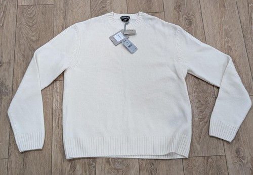 $2350 Mens TOM FORD 100% Cashmere Crewneck Sweater Soft White 54 US 44