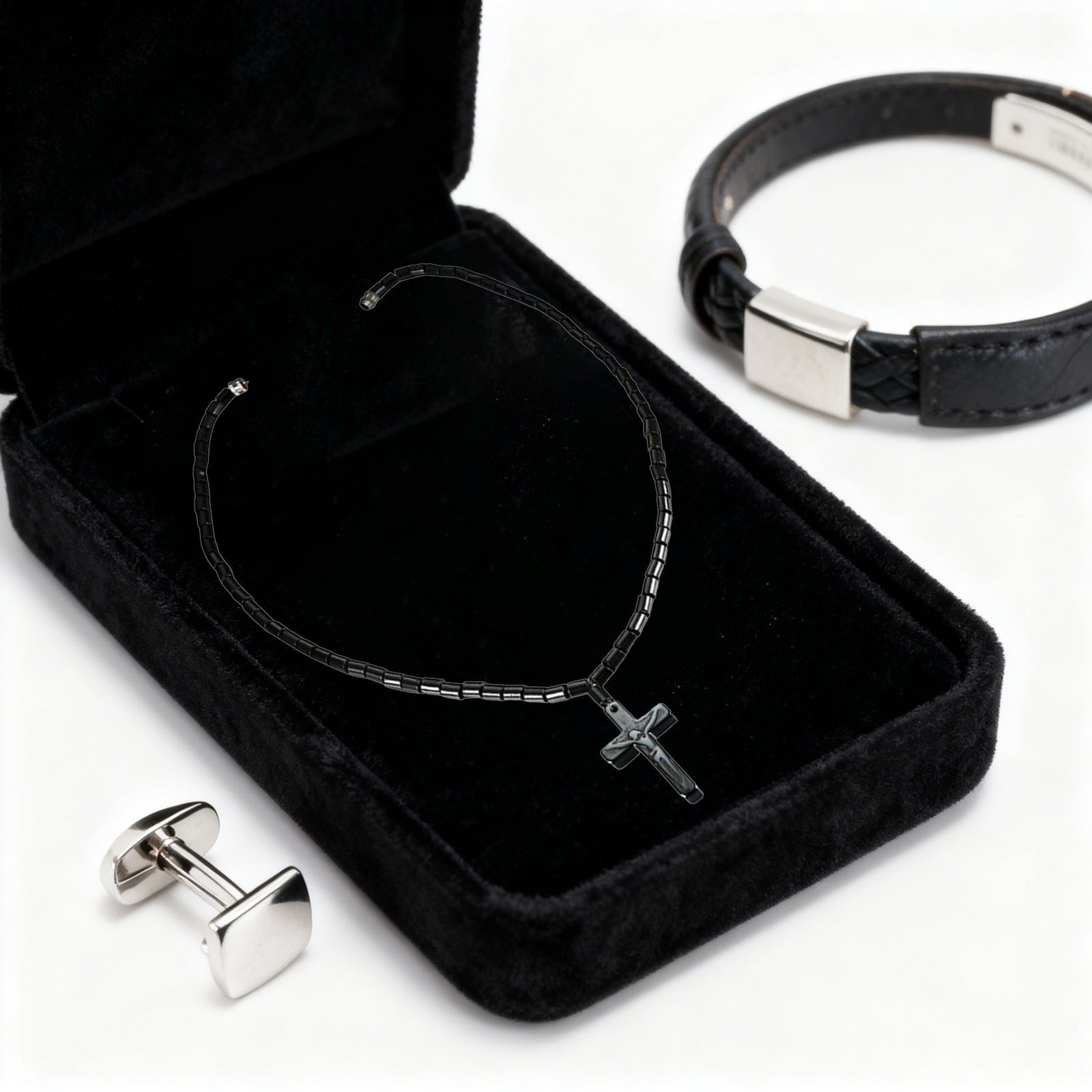 Women Men Magnetic Therapy Necklace Cross Pendant Jewelry Neck Acce