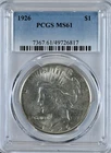 1926 PEACE Silver Dollar MS61 PCGS Graded $1 Coin 7367