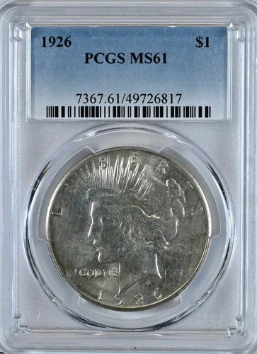 1926 PEACE Silver Dollar MS61 PCGS Graded $1 Coin 7367