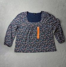 Lucky Brand Top Womens XXL Long Sleeve Floral Boho Peasant Blouse Smock