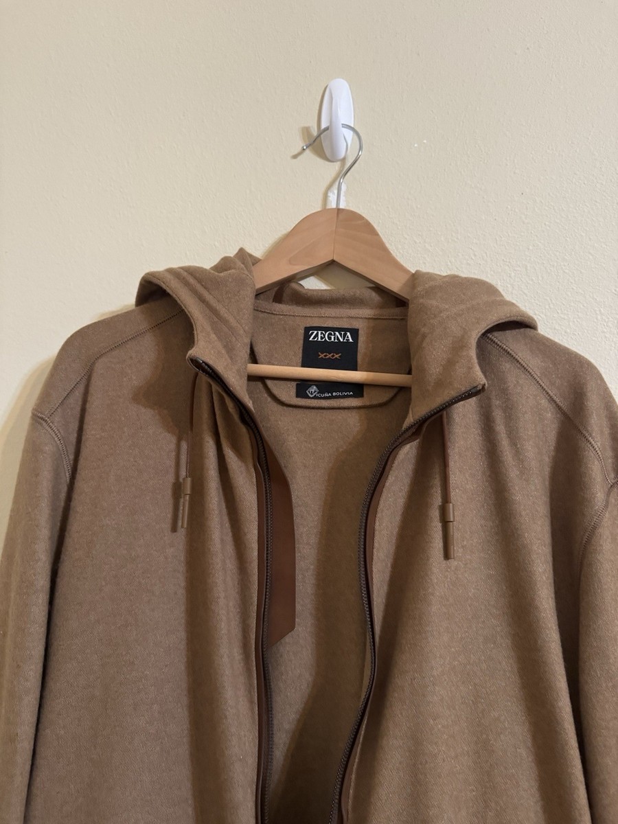 Zegna Jerseywear Vicuna Cashmere Full Zip Hoodie Camel 52 | eBay