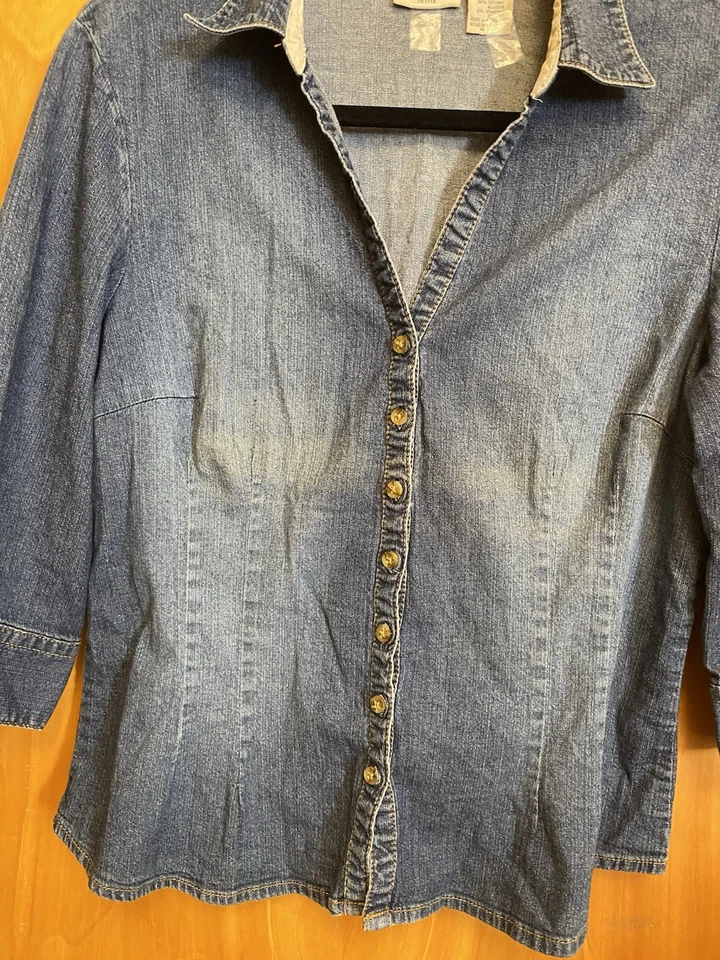 Camisa vaquera ST Johns Bay para mujer talla PETITE X-LARGE MANGA 3/4 DE COLECCIÓN Foto 4 de 4