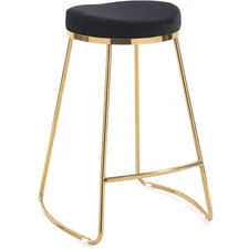 AS Mid-Century Modern Luxury 26" Black Upholstered Stool 