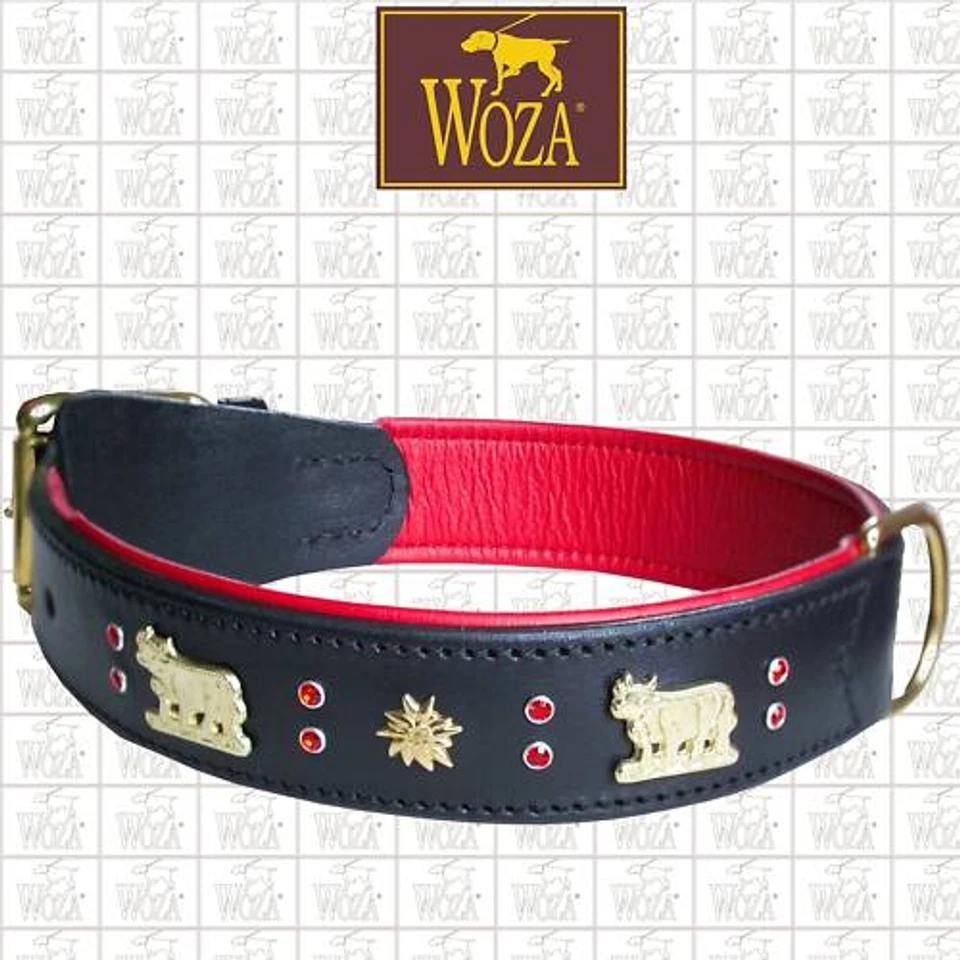 WOZA Premium Halsband Swarovski Vollleder Handgenäht Appenzeller Rindnappa HG323