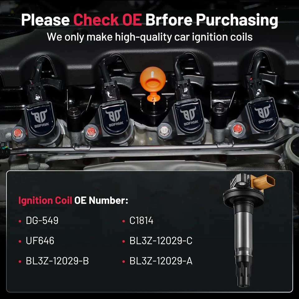Set of 6 Ignition Coils Pack UF646 DG549 For 2015-2020 Ford Transit-250 3.5L V6 - Image 4 of 4