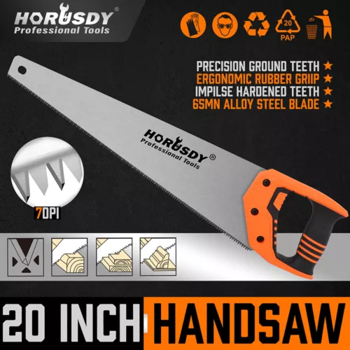 20" Hand Saw Sharp Cut Wood Plastic Cutting Heavy Duty Crosscut Saw 600mm Long