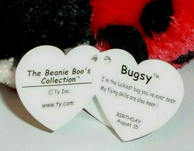 Ty Beanie Boos BUGSY the Ladybug (Solid Eyes) 6
