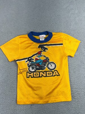 Vintage 70s Honda Motorcycle Dirt Bike Rite Smart Mesh Shirt Kids Youth 8