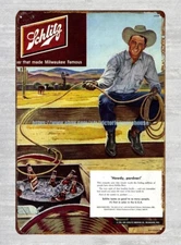 rustic tavern Beer 1951 Howdy Pardner cowboy tin sign man cave garage
