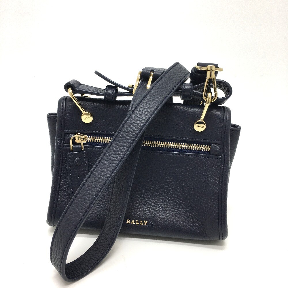 Bally leather shoulder bag navy × white BALLY Barrel Chain Shoulder Crossbody Bag Blue Croc Embossed