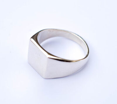 925 Sterling Silver Plain Signet Ring Square Cut Mens Ring Statement Ring Size