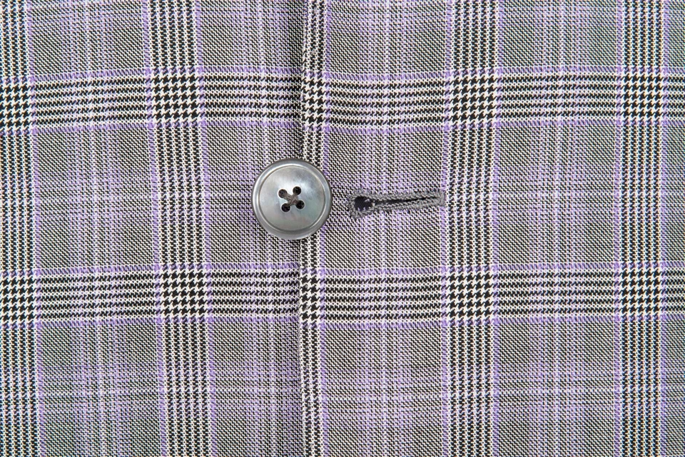 Chaqueta Blazer $2645 D'AVENZA Gris Lana Seda Cuadros Cosida en Italia 41 EE. UU. / 51 UE Foto 4 de 4