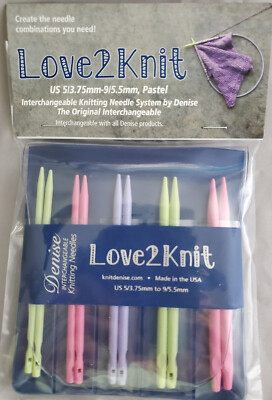 Denise Love2Knit US 5 - US 9 Pastel Interchangeable Knitting Needle Kit + Bonus