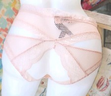Victoria secret Rare Vintage M Peekaboo Fishet Nude Rose Cut Out Panty