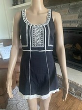 Free People Women's Size 0 Black Sleeveless Embroidered Dress ***