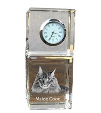 Maine Coon - Kristalluhr Avec Image, Katzenbild En Cristal, Personnalisé Schre