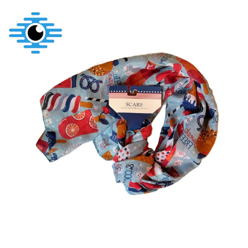 NEW 4th Of July Independence Day Red White Blue Womens Silky Sheer Scarf