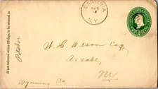 New York Sardinia 1890 target  Postal Stationery Envelope.