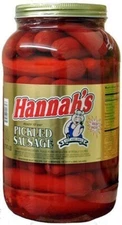 Hannah's Hot Pickled Sausage 39 ct. Gallon Jar