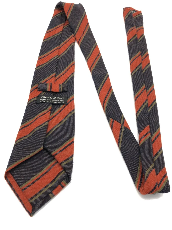 Holliday & Brown Tie - Cashmere - Blue, Red, Brown Stripes Made in England 9.5cm - Изображение 2 из 4