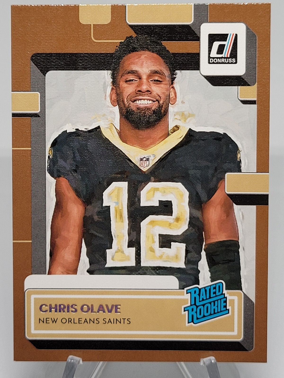 2022 Donruss Chris Olave Rated Rookie Portrait Canvas Bronze #/100 Saints SSP