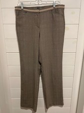 WOMENS LIZ CLAIBORNE TABITHA TAN PLAID DRESS WORK PANTS SLACKS 10P PETITE