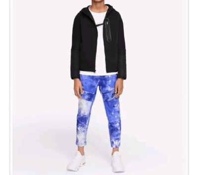 Nike Boy's size M Blue Color Changing Graphic Cargo Track Pants Woven 3/4 Length