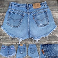 Vintage Levis Orange Tab Jeans Shorts Denim Cut Offs Short Shorts 29.5 in waist