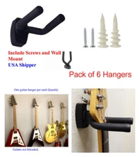 (6) Guitar Hangers Hook Holder Wall Mount Display Instrument