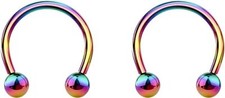 16G Titanium Septum Horseshoe Circular Barbell Nose Hoop Ring 8mm 11mm Sold Pair