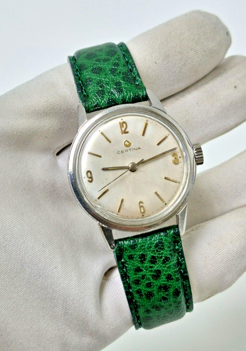 Montre Vintage Certina Années 60 - Acier Inoxydable 34mm - Calibre 28-16 - Fonctionne Bien - Occasion Avec Patine