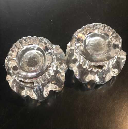 MCM Vintage Pair Kosta Boda Candle Holders Goran Warff Sunflower Holiday Sweden - Picture 4 of 5