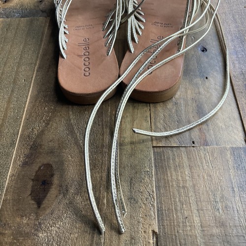 Cocobelle Gold Leather Gladiator Tie Sandals Size 7.5 - Picture 4 of 5