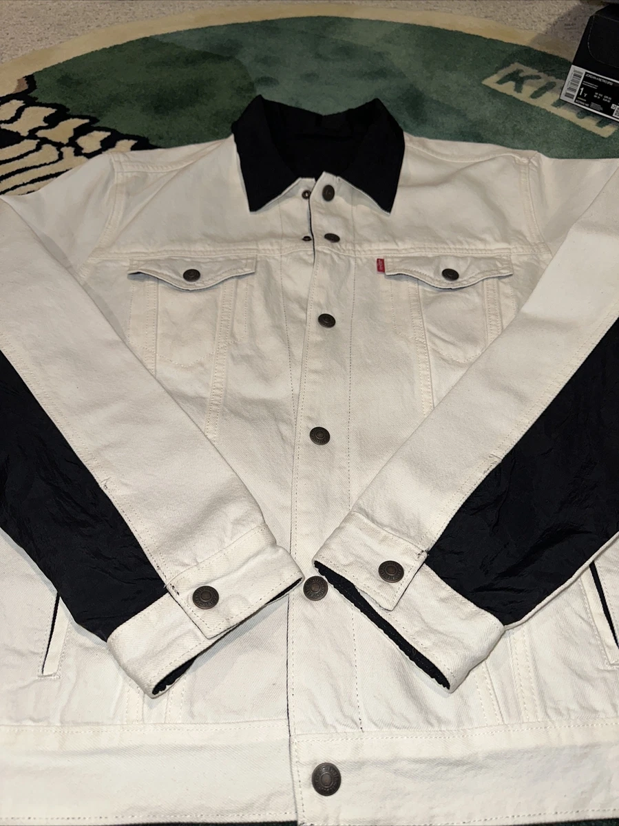 grande oxígeno Sindicato Jordan x Levi's Reversible Trucker Jacket - Black Nylon &amp; White Denim -  Large | eBay