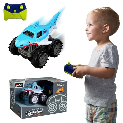 Kids Remote Control Car Toy Shark Theme 360° Rotation Water & Land Moving Truck - Picture 9 of 11