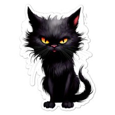 Black Cat Halloween, Vinyl Decal Sticker, Indoor Outdoor, 3 Sizes, 9380
