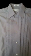 Rare Dove Gray Pleated Tuxedo Shirt Microfiber Laydown Spread collar TUXXMAN