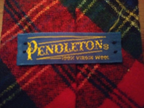 PENDLETON Woolen 100% Virgin Wool MacPherson Red Tartan Men's Tie Made in USA - Picture 4 of 5