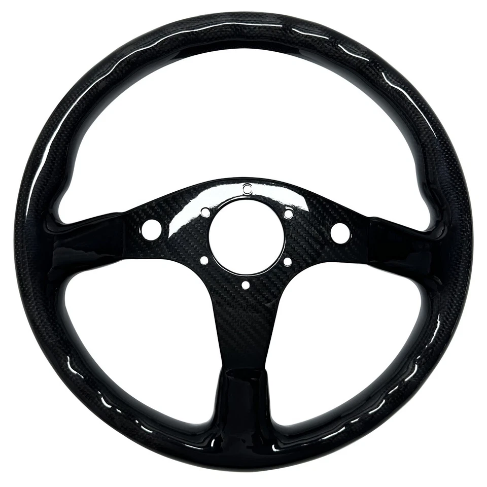 Volante Hiwowsport 350 mm fibra de carbono 6 pernos universal para JDM Racing Foto 2 de 4