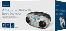 Insignia - AM/FM Radio Portable CD Boombox with Bluetooth - Silver/Black