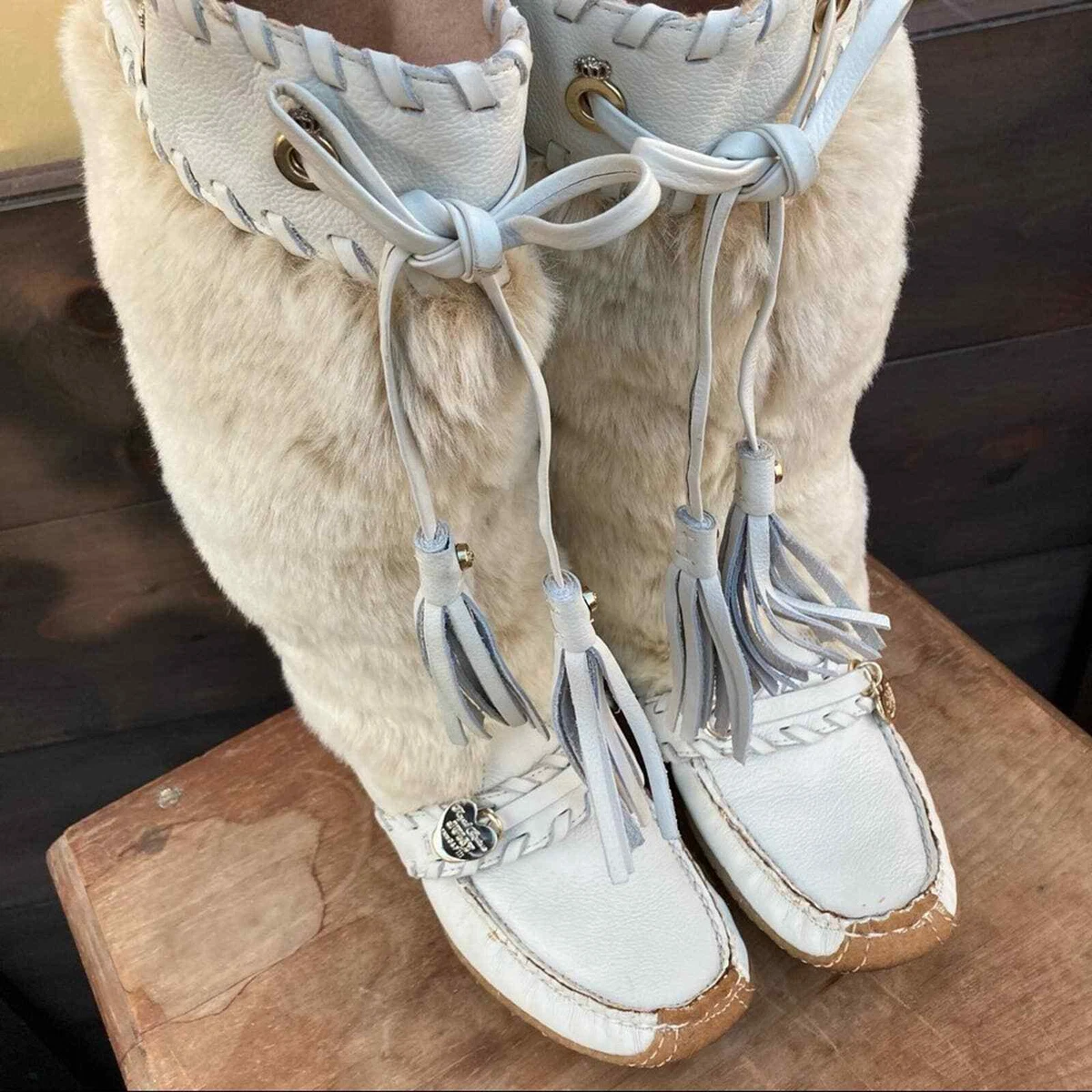 Vintage fur boots cheap