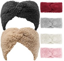 Fuzzy and Soft Sherpa Headband Stretchy Criss Cross Knot Winter Headband